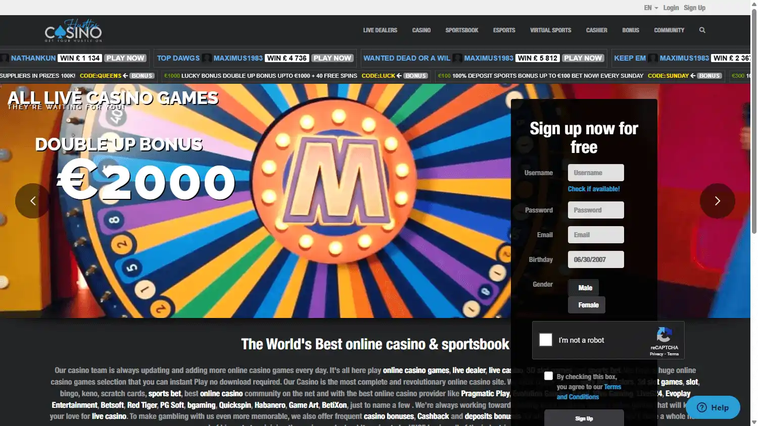 Hustles Casino screenshot 1