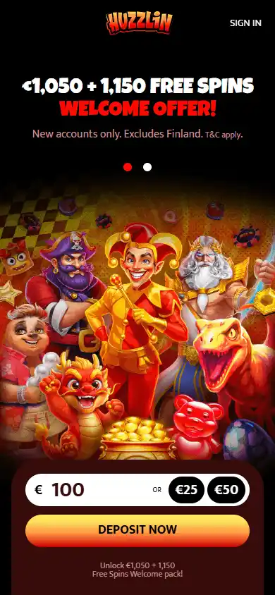 Huzzlin Casino screenshot 2