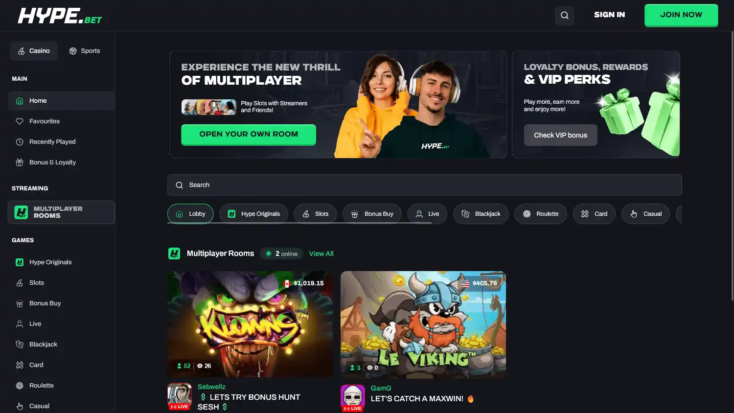 Hype.Bet Casino screenshot 1