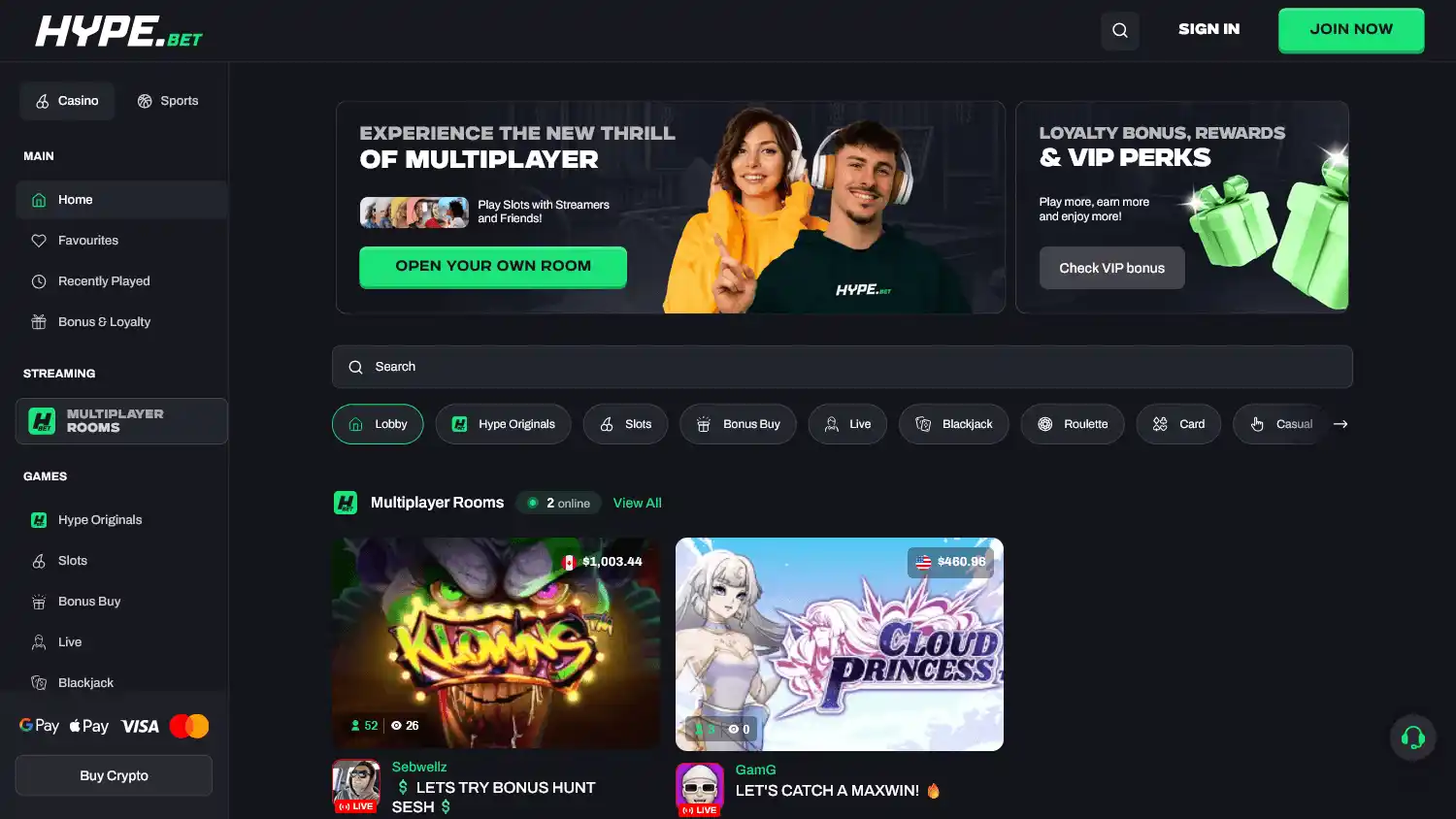 Hype.Bet Casino screenshot 2