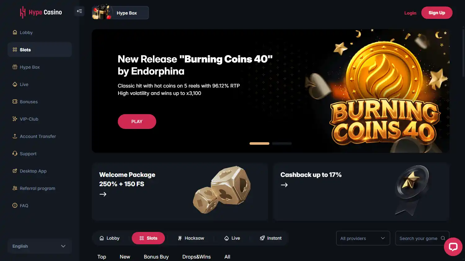 Hype Casino screenshot 2