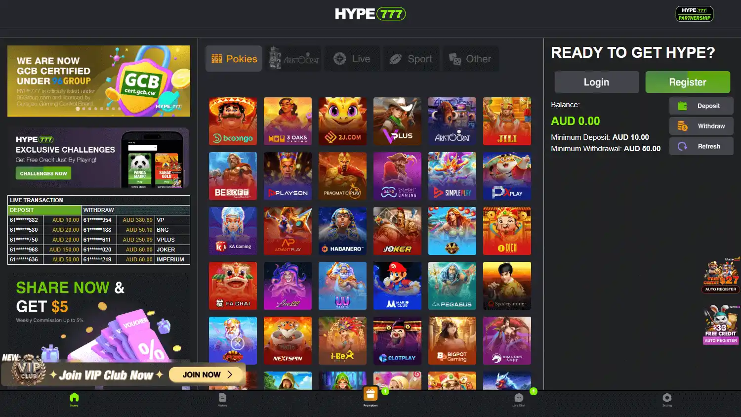 HYPE777 Casino screenshot 1