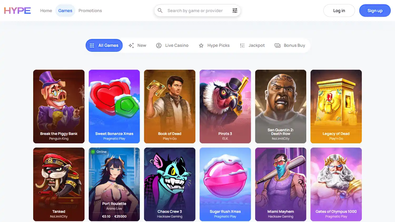 HypeKasino Casino screenshot 2