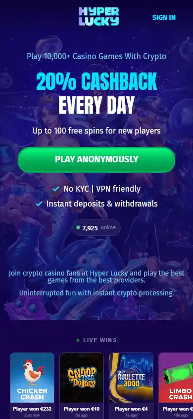 Hyper Lucky Casino screenshot 2