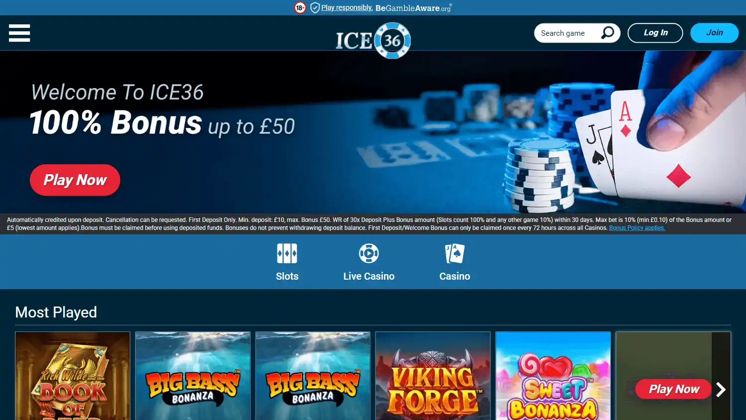 ICE36 Casino UK screenshot 1