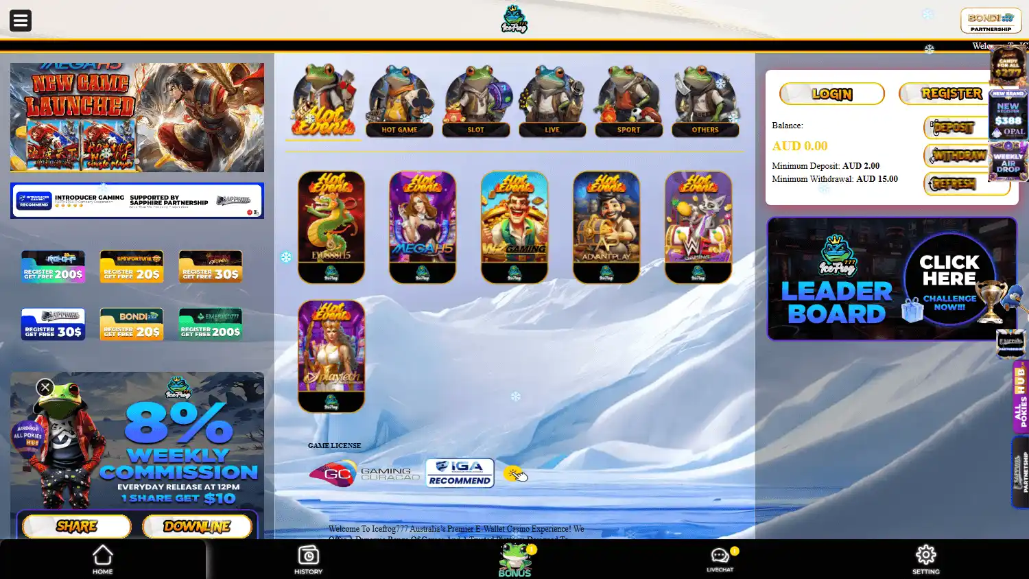 IceFrog777 Casino screenshot 1