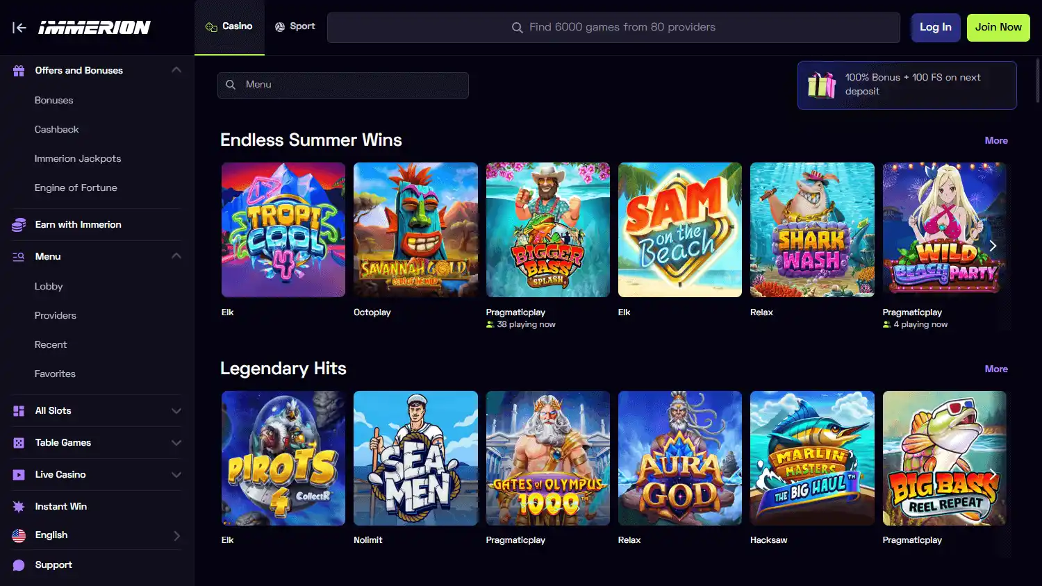Immerion Casino screenshot 2