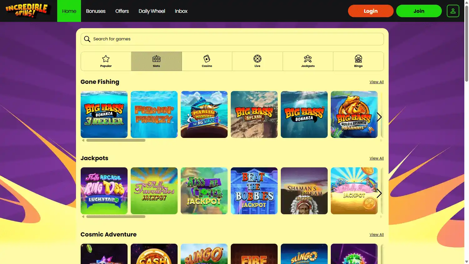 Incredible Spins Casino screenshot 2