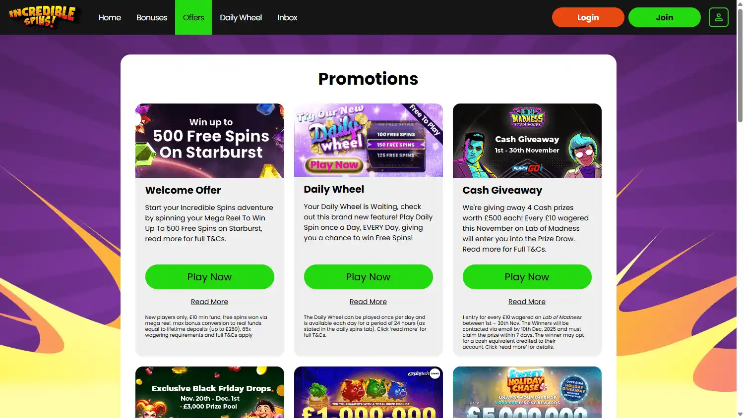 Incredible Spins Casino screenshot 3