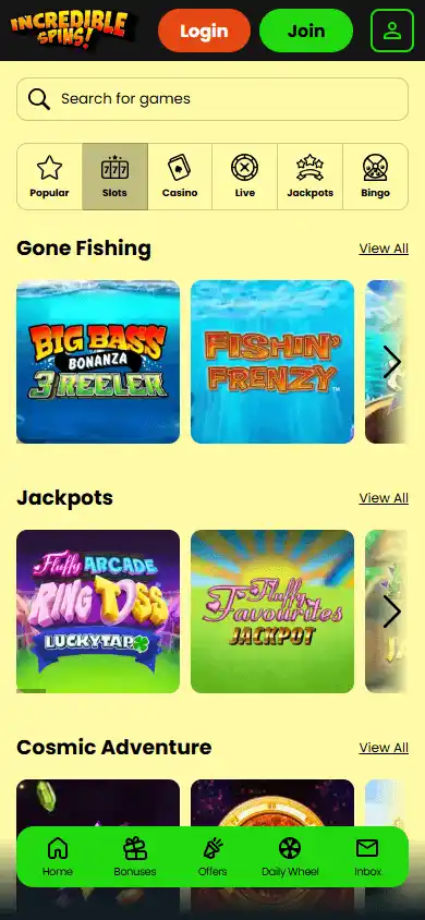 Incredible Spins Casino screenshot 5