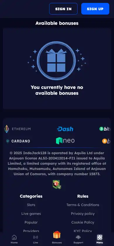 IndoJack128 Casino screenshot 5