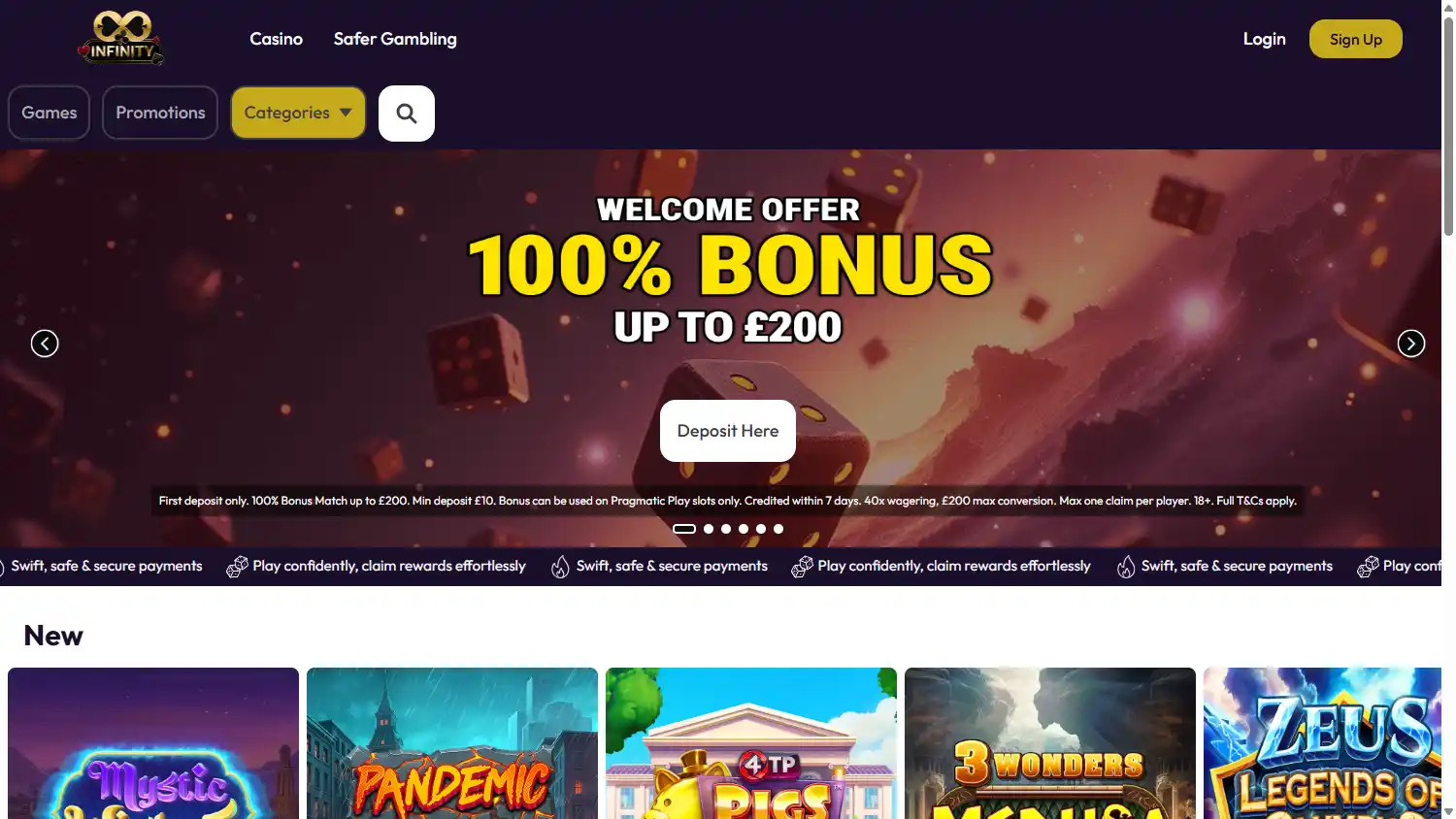 Infinity Casino screenshot 1