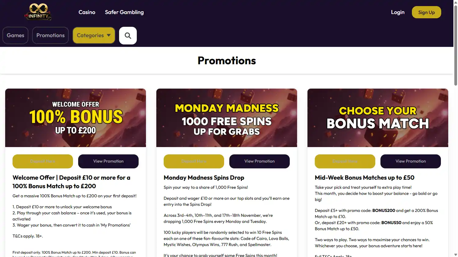 Infinity Casino screenshot 3