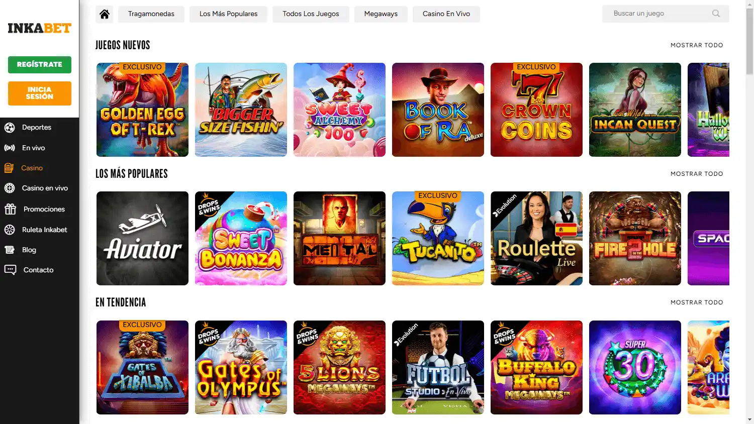 Inkabet Casino screenshot 2