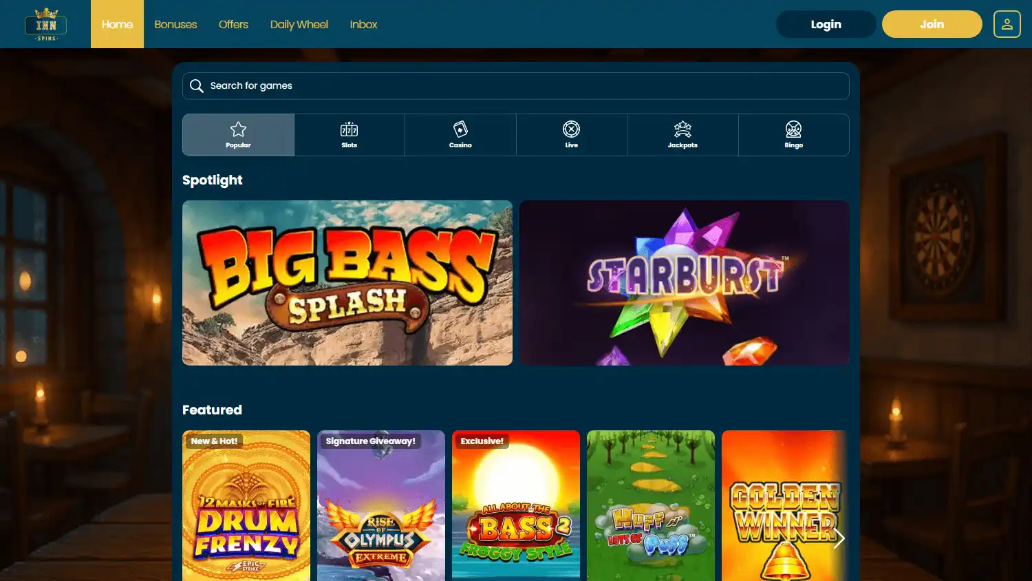 Inn Spins Casino screenshot 2