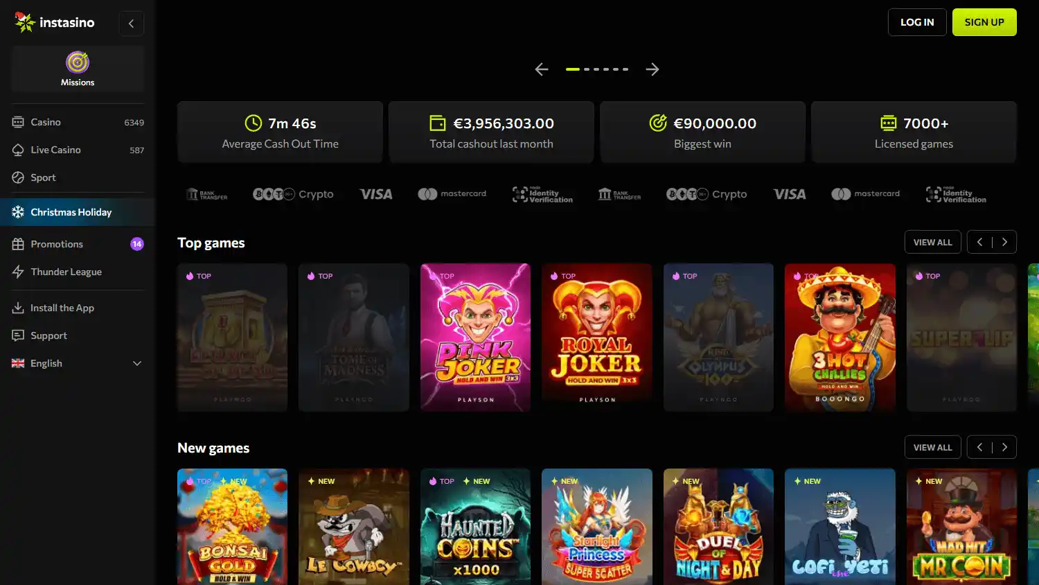 Instasino Casino screenshot 1