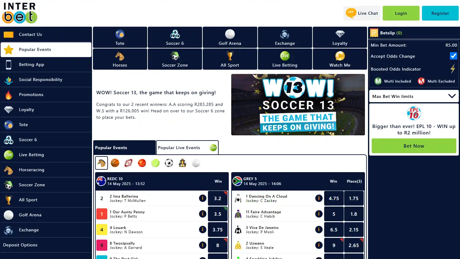 InterBet casino screenshot 1