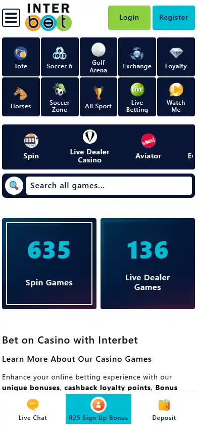 InterBet casino screenshot 6