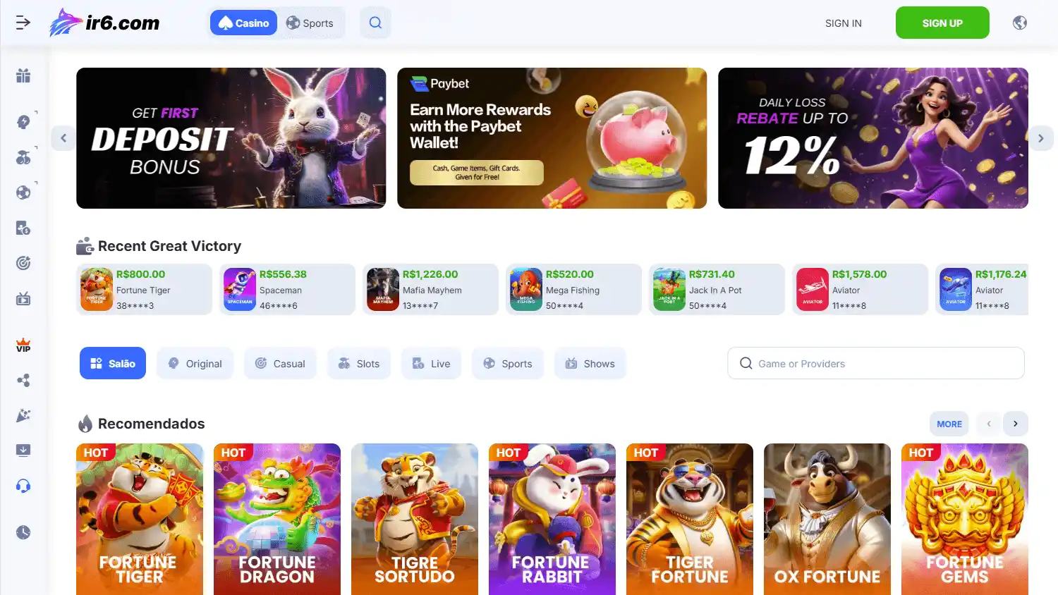 ir6.com Casino screenshot 1