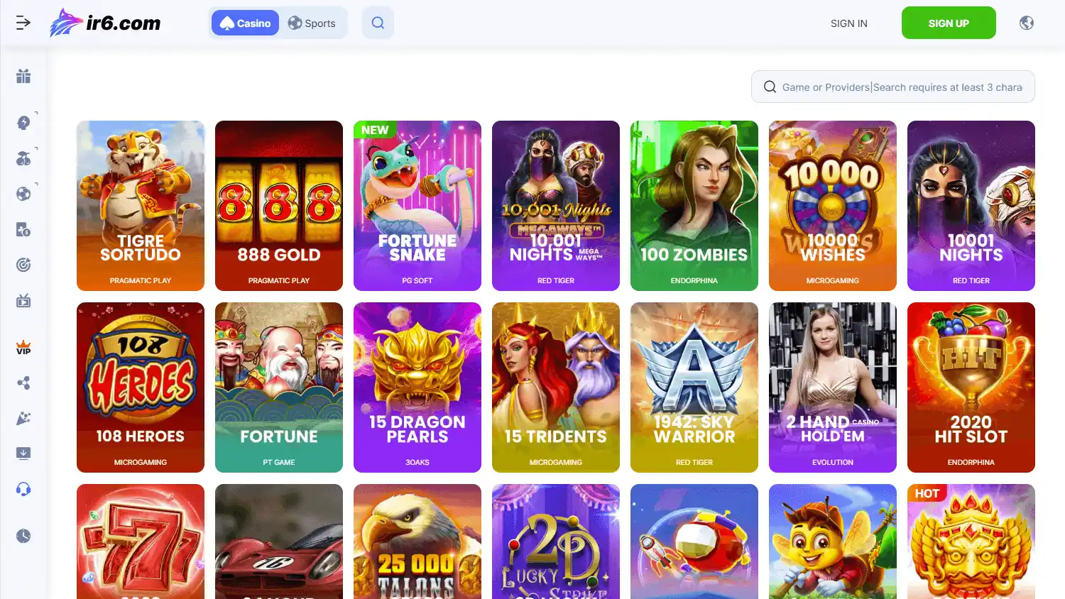 ir6.com Casino screenshot 2