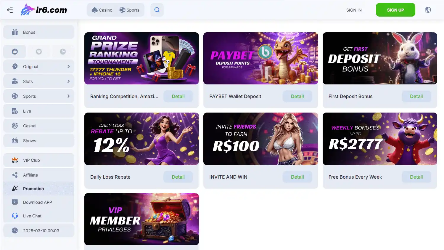 ir6.com Casino screenshot 3