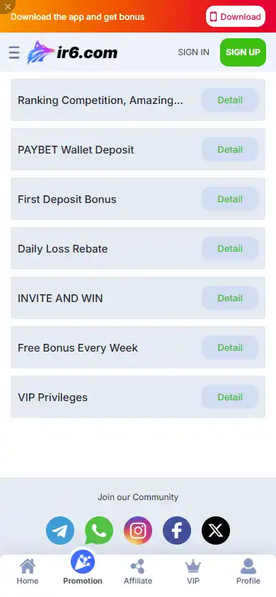 ir6.com Casino screenshot 6