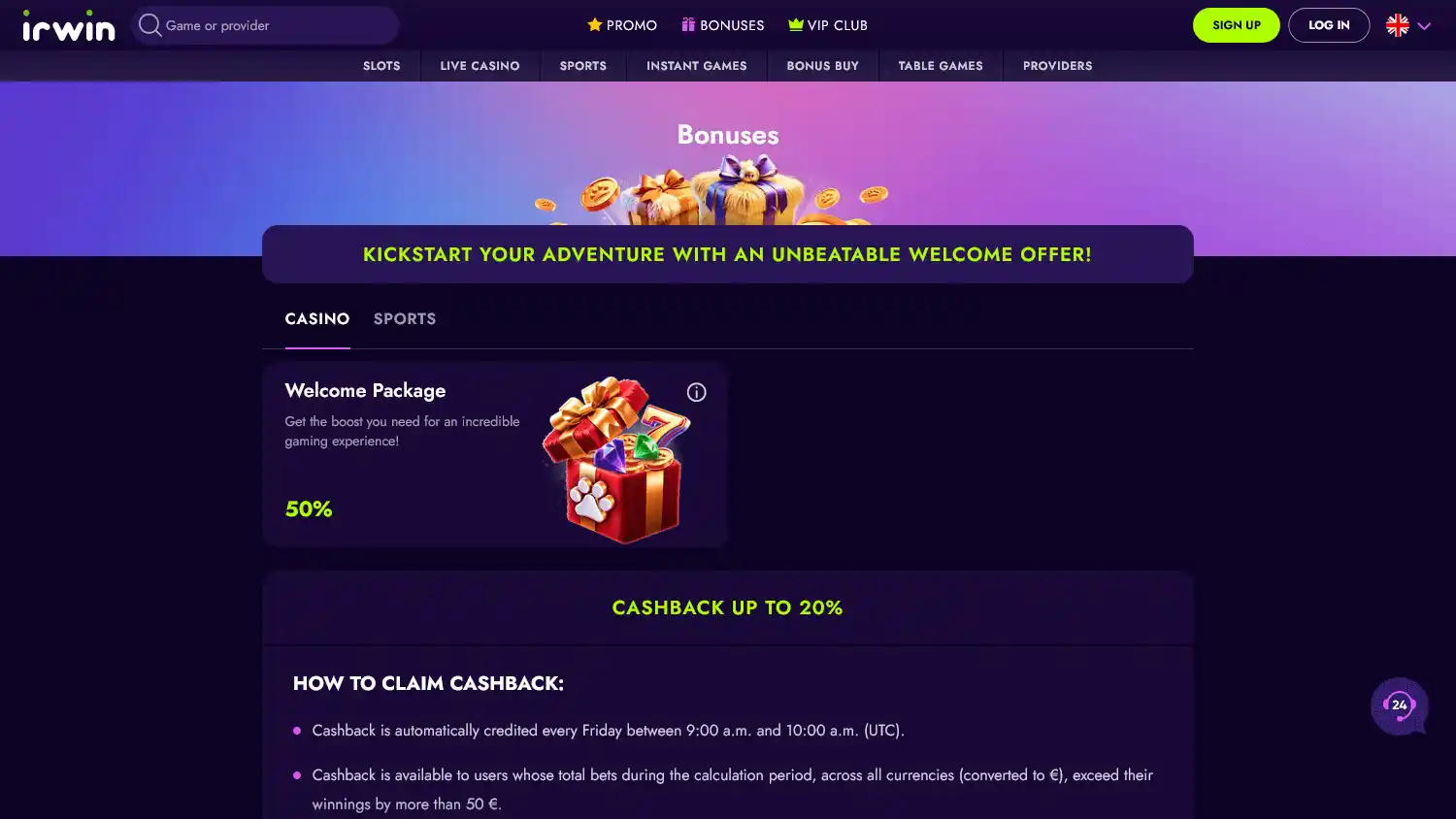 irwin Casino screenshot 2