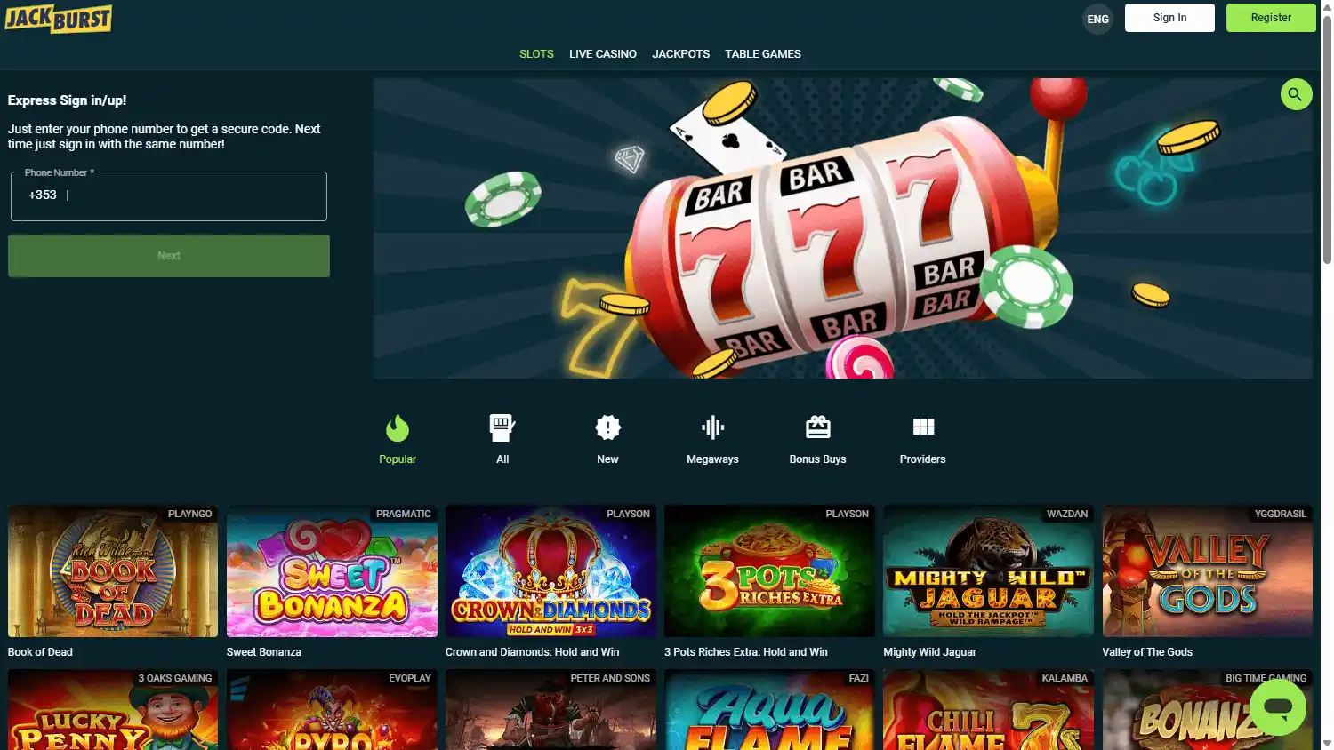 Jackburst Casino screenshot 1