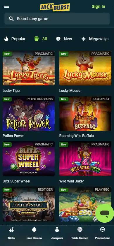 Jackburst Casino screenshot 5