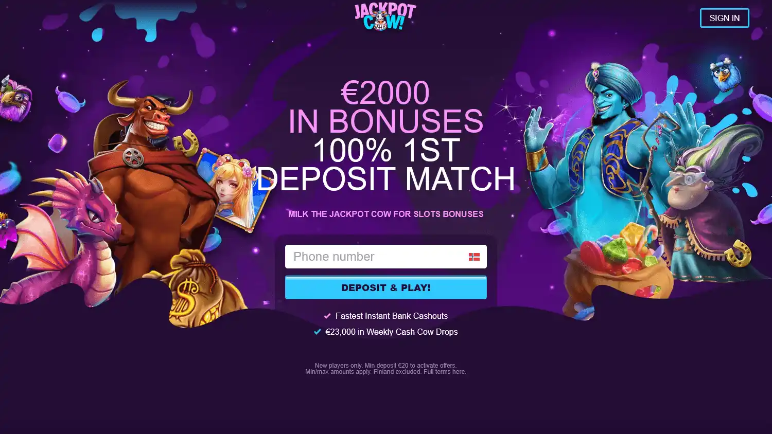 Jackpot Cow Casino screenshot 1