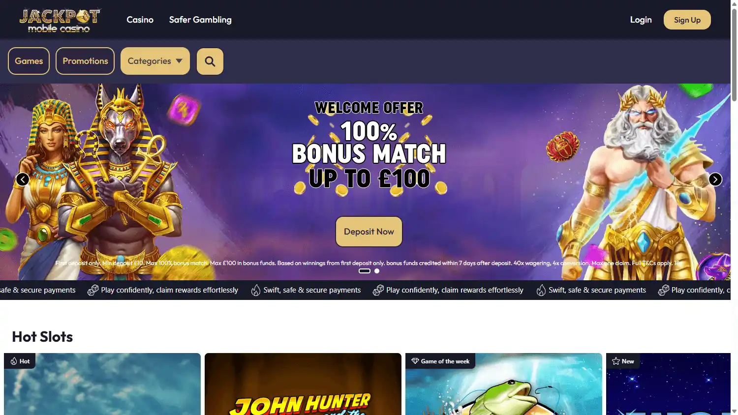 Jackpot Mobile Casino screenshot 1