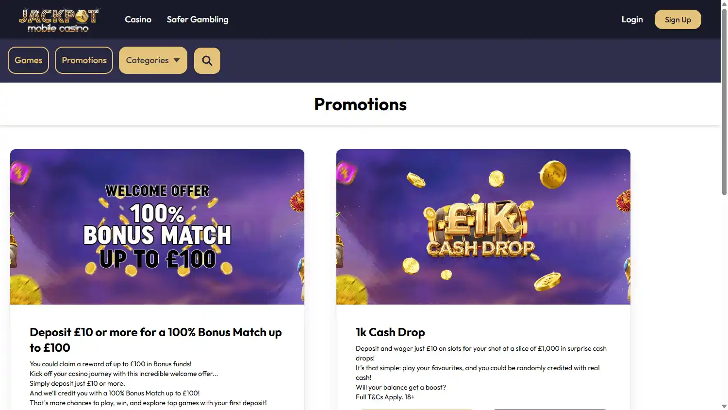 Jackpot Mobile Casino screenshot 3