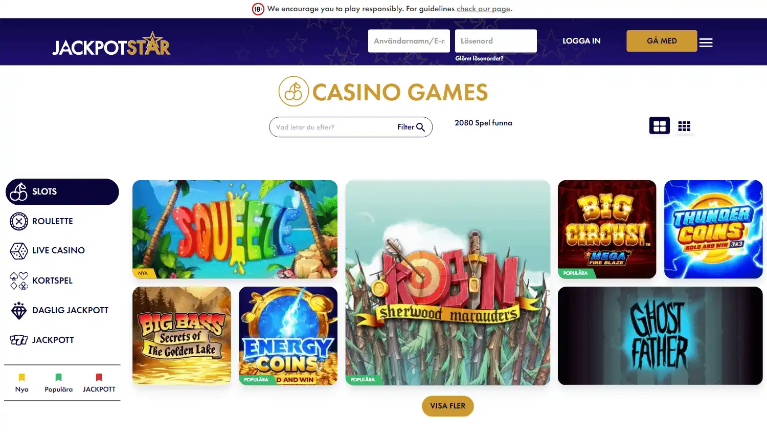JackpotStar Casino screenshot 1