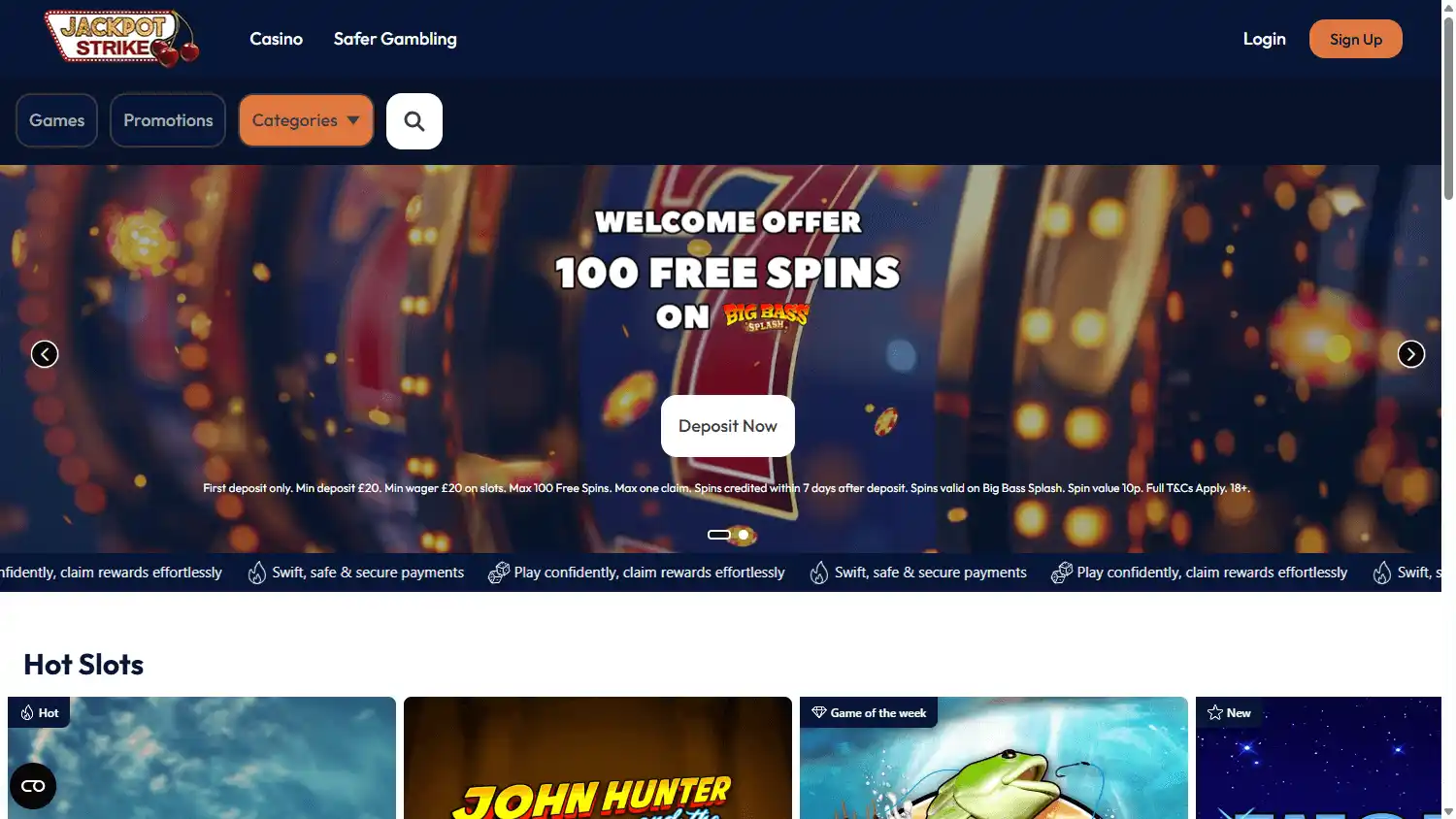 Jackpot Strike Casino screenshot 1