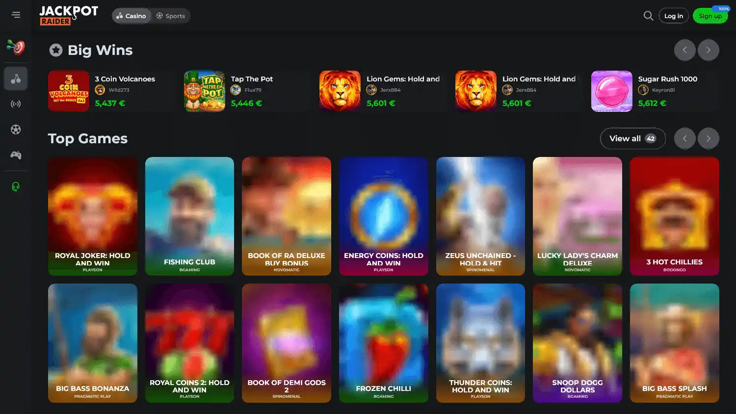 Jackpotraider Casino screenshot 1