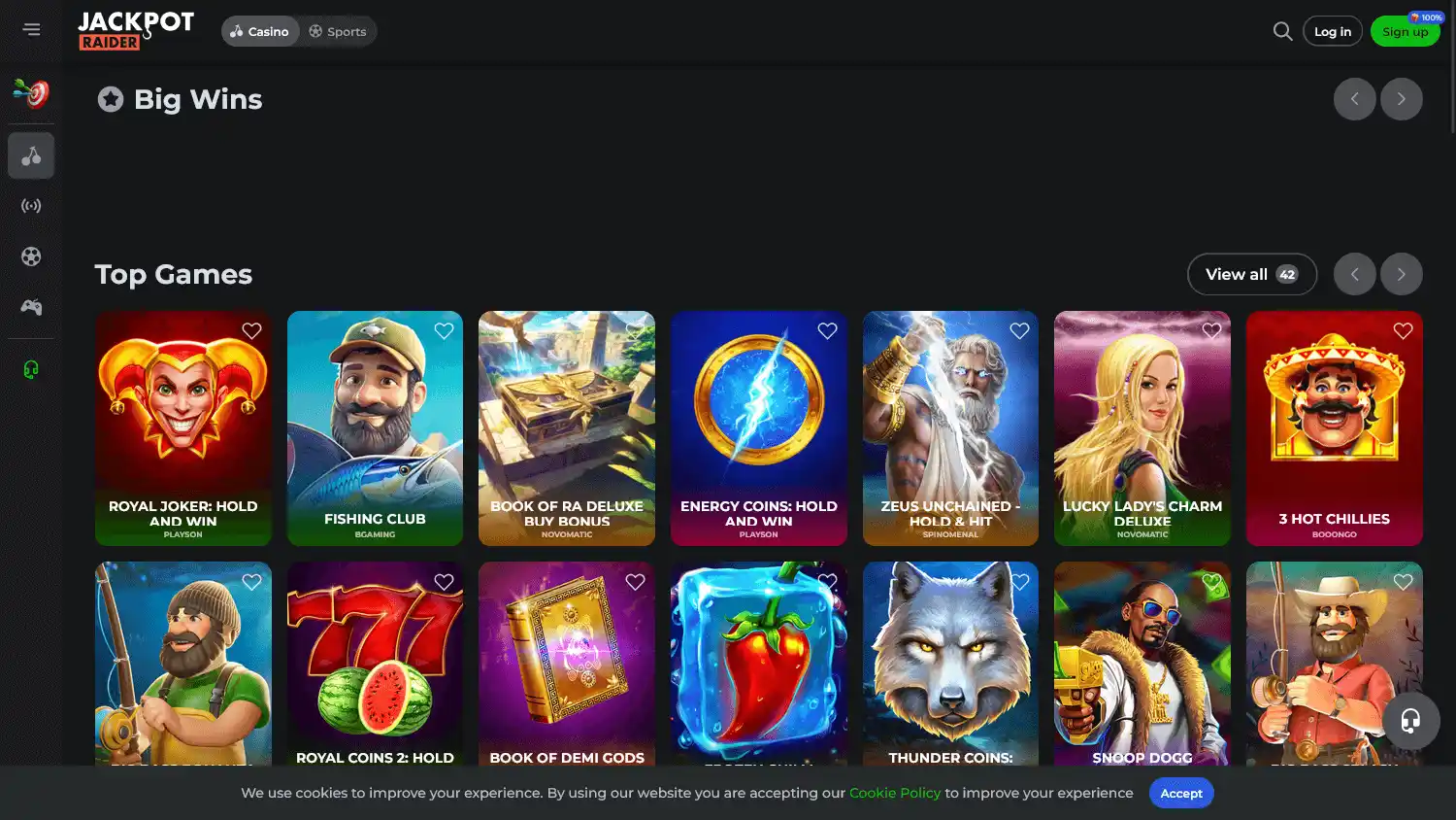Jackpotraider Casino screenshot 2