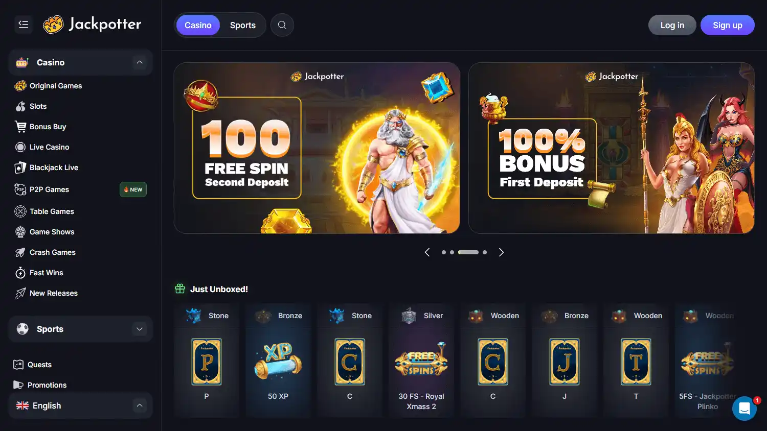 Jackpotter Casino screenshot 1