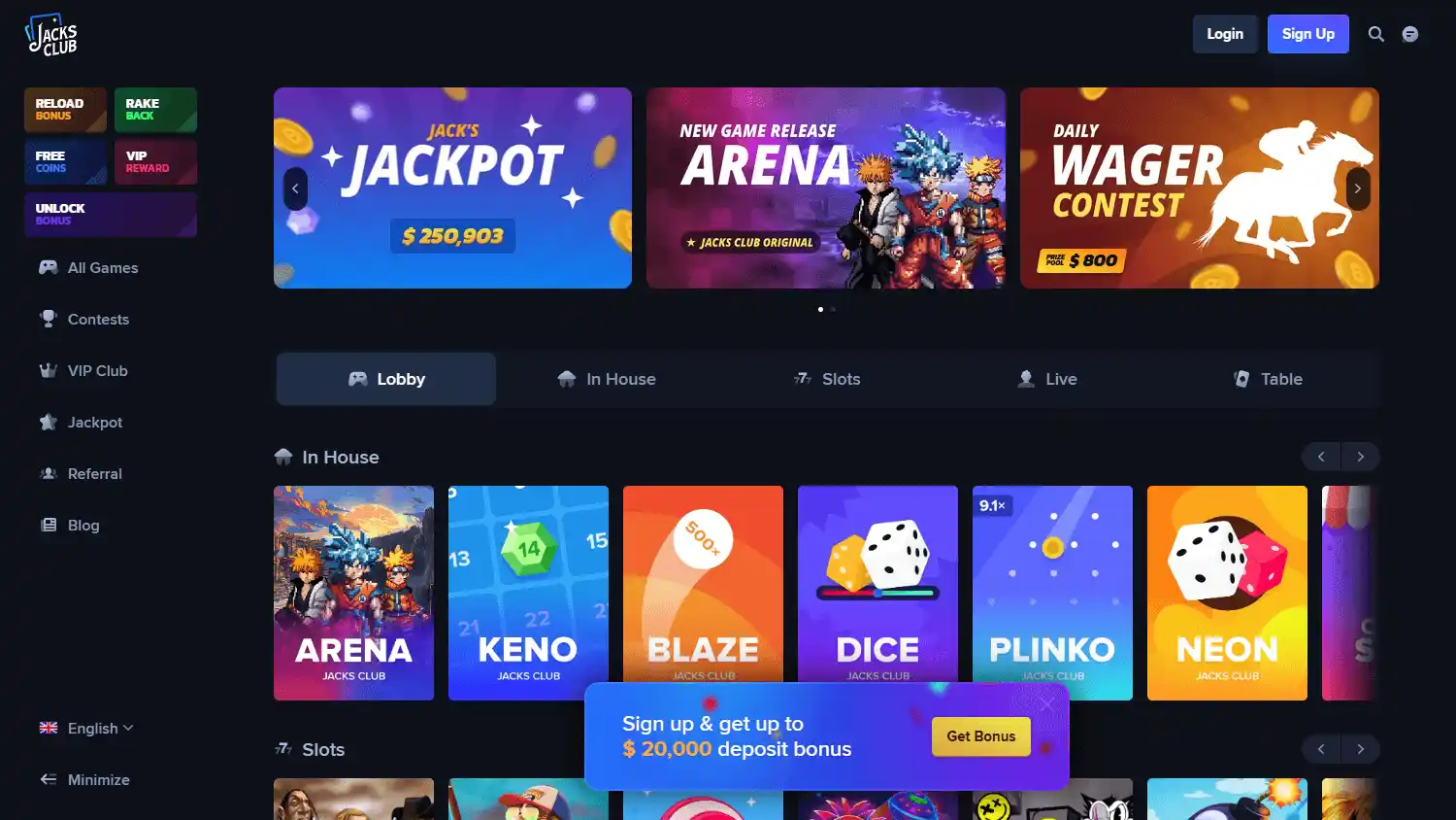 Jacks Club Casino screenshot 1