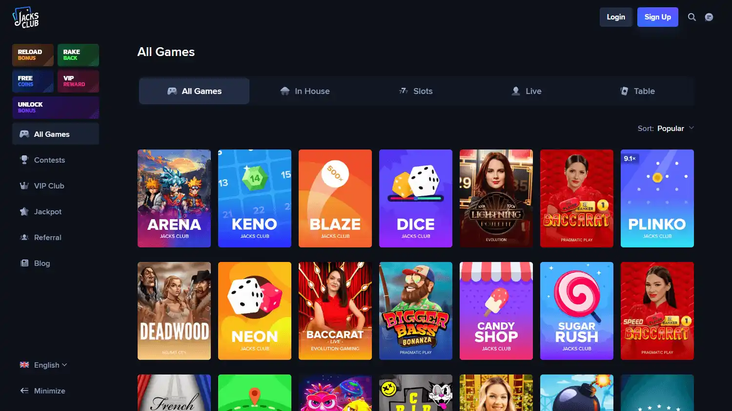 Jacks Club Casino screenshot 2