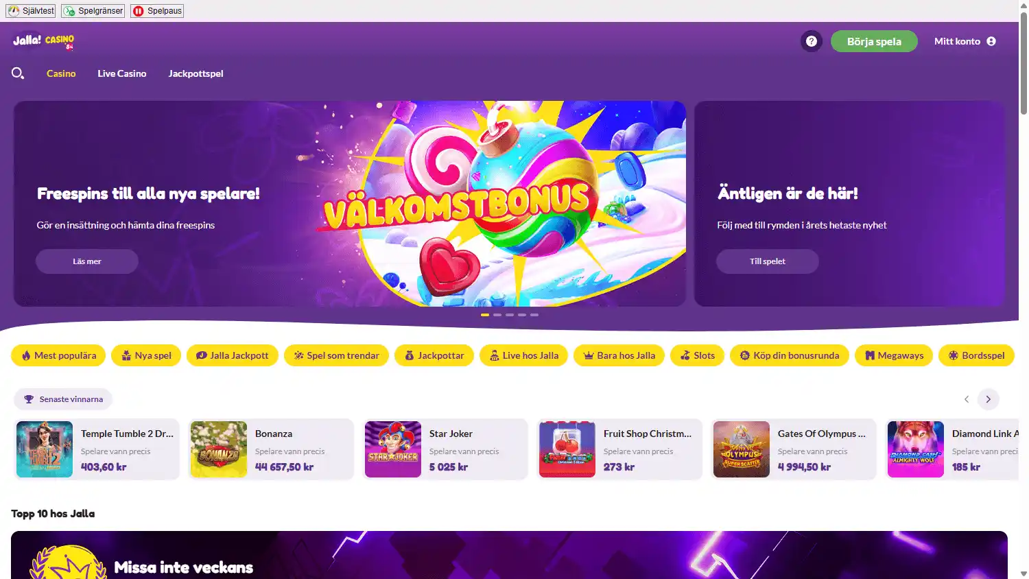 Jalla Casino SE screenshot 2