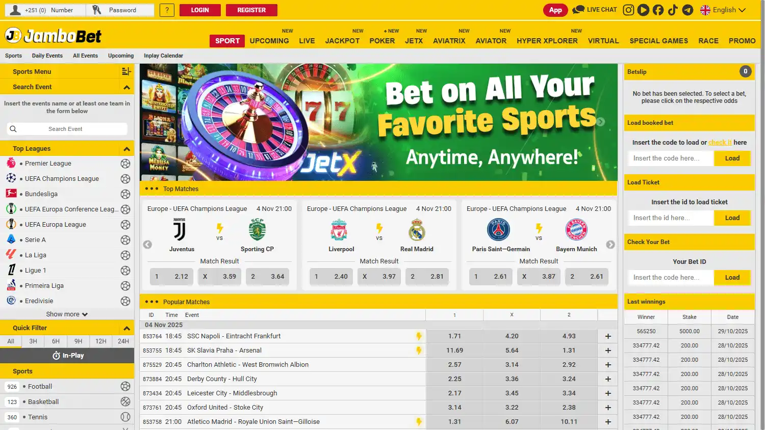 JamboBet Casino ET screenshot 1