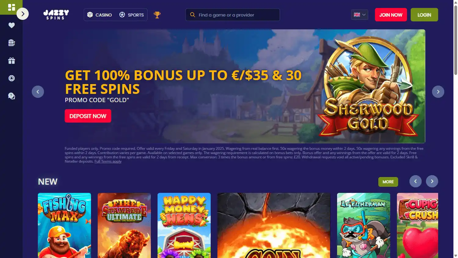 Jazzy Spins Casino screenshot 1