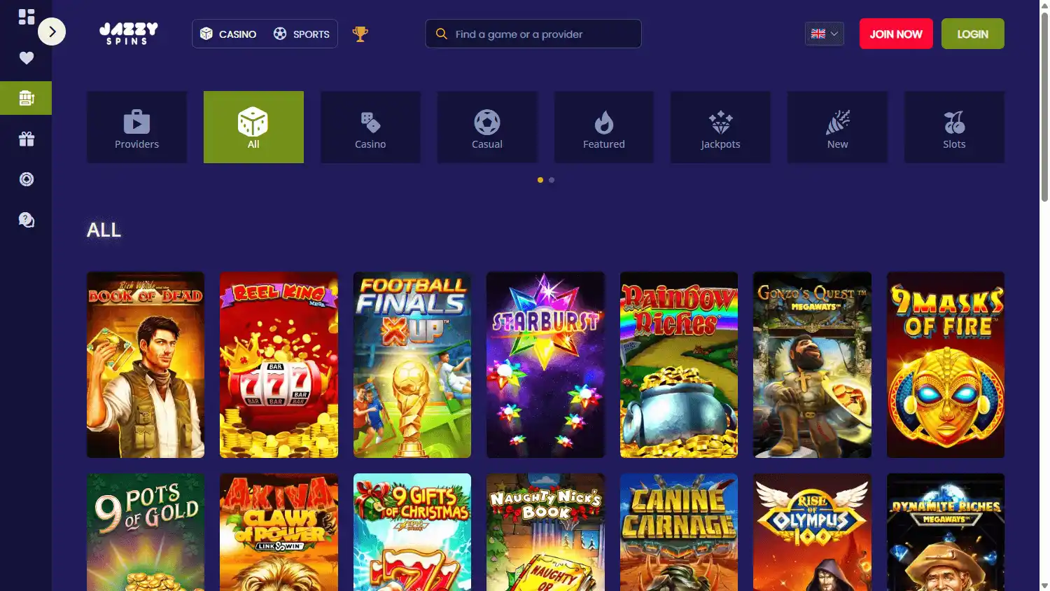 Jazzy Spins Casino screenshot 2