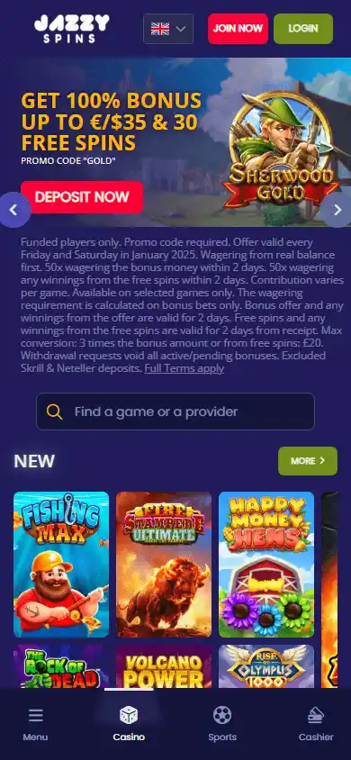 Jazzy Spins Casino screenshot 4