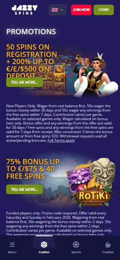 Jazzy Spins Casino screenshot 6