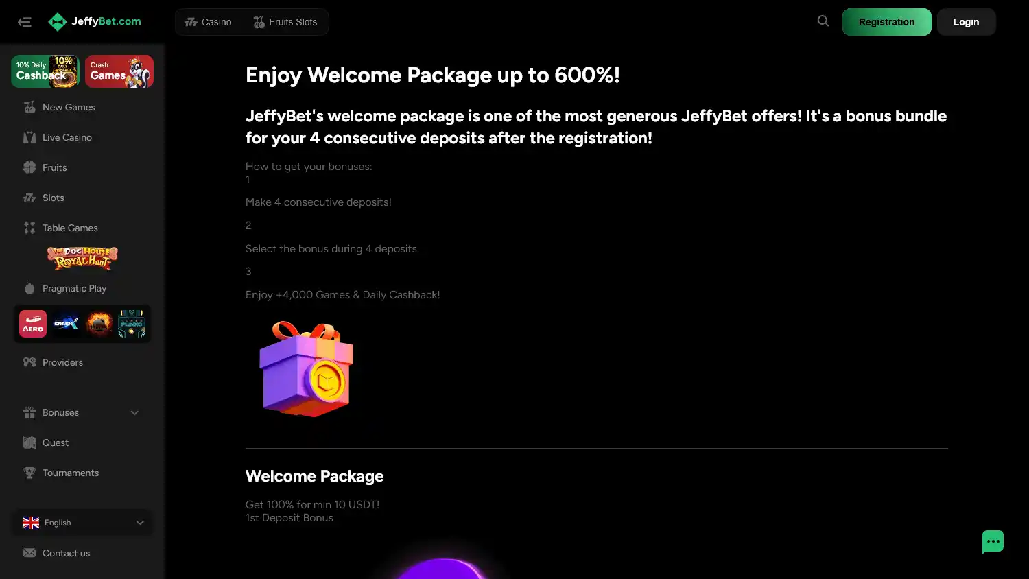 JeffyBet Casino screenshot 2