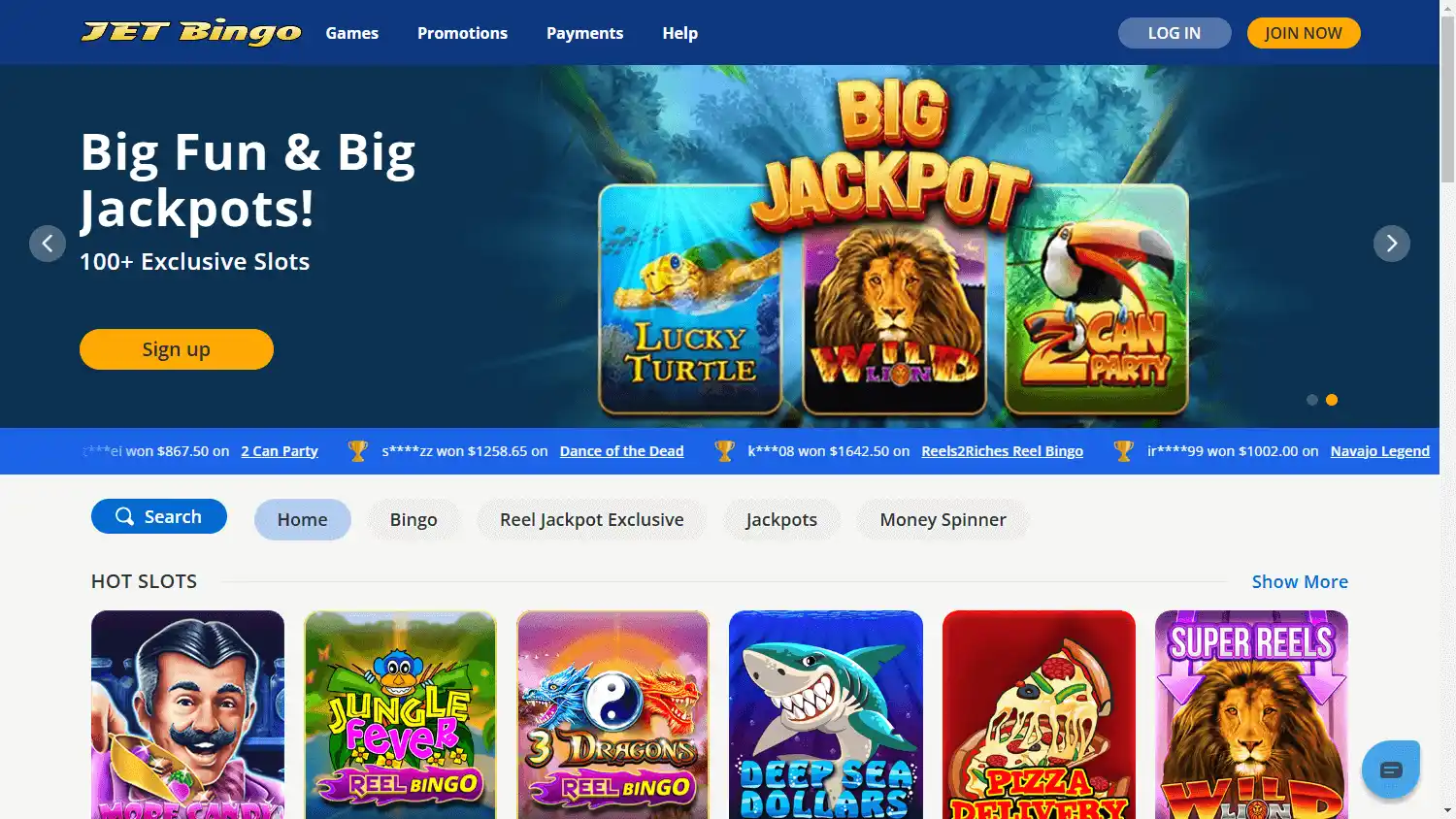 Jet Bingo Casino screenshot 1