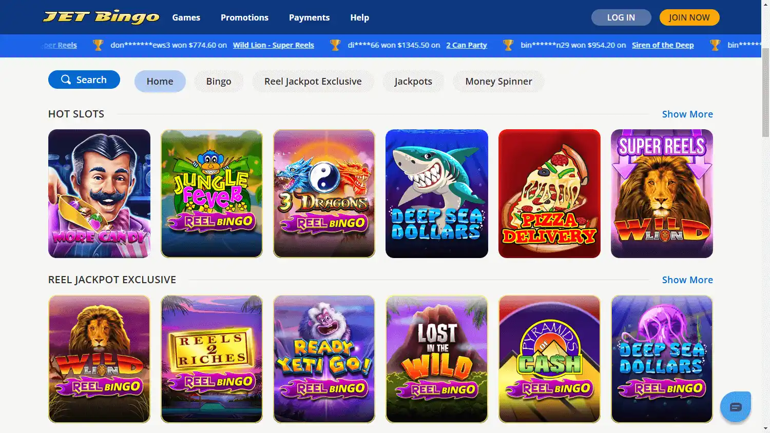 Jet Bingo Casino screenshot 2