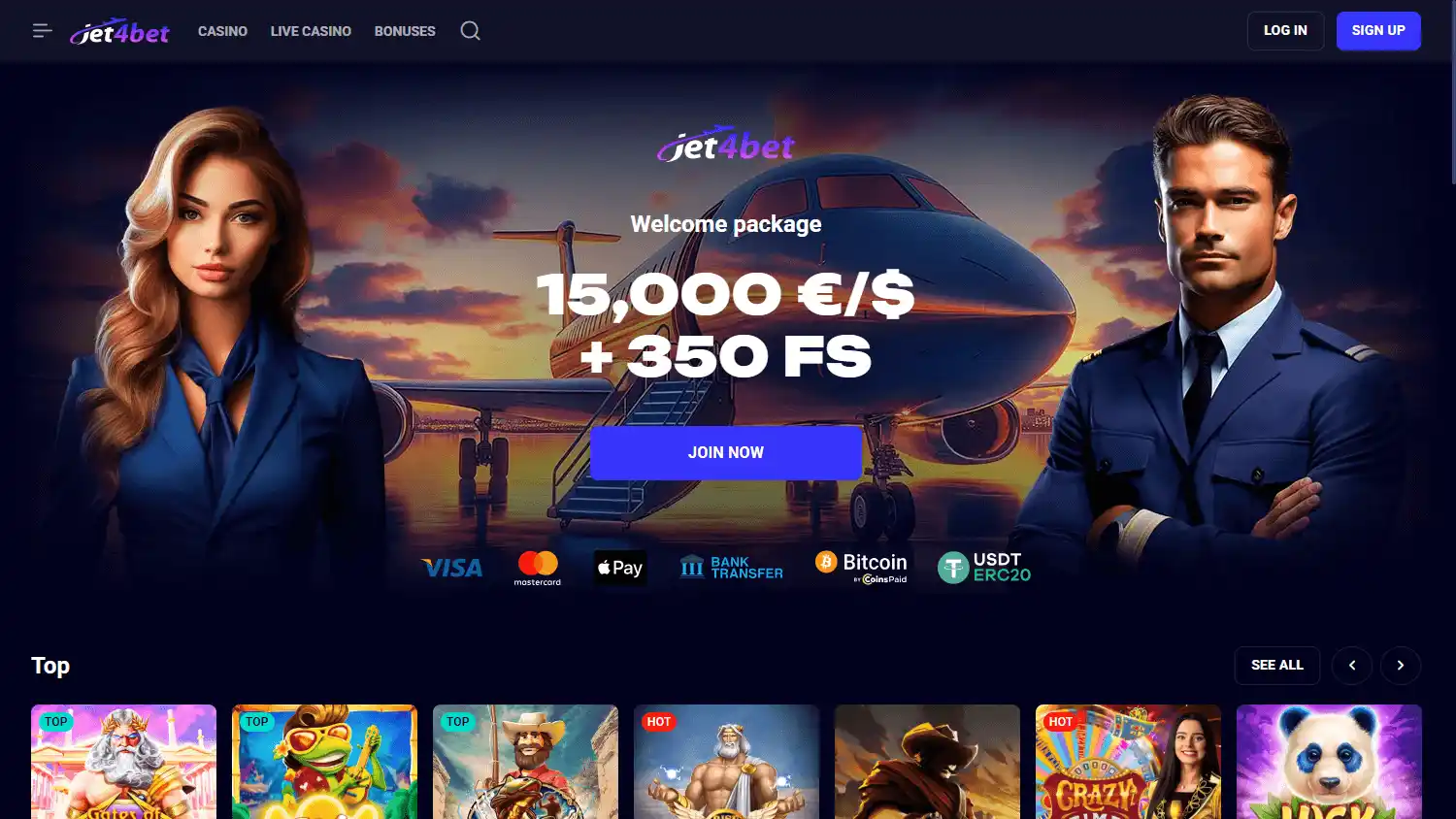 Jet4bet Casino screenshot 1