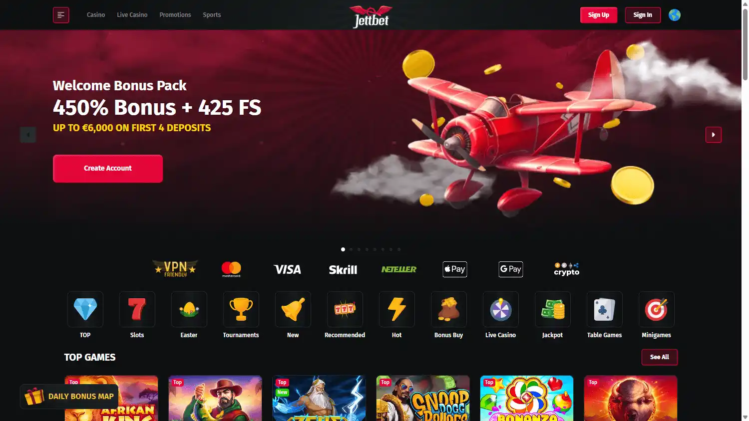 Jettbet Casino screenshot 1